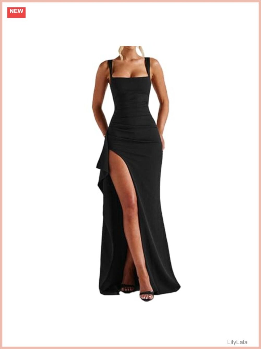Sleeveless Bodycon Ruched High Slit Maxi Formal Dress Cocktail Prom Gown